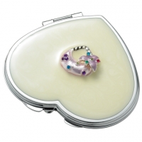 Pearl Heart Purse Compact Mirror*